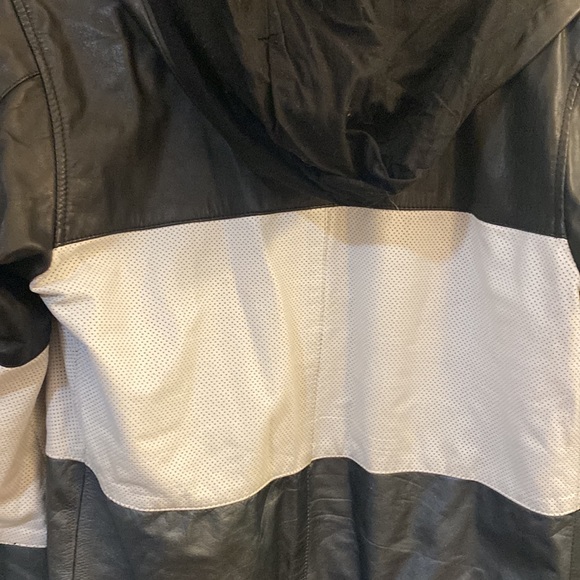 RARE Zanerobe tri-color hooded leather jacket size medium - Picture 5 of 8